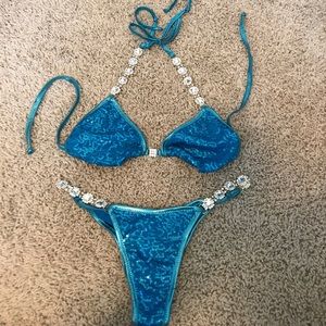 Blue competition bikini
